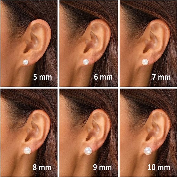 Womens Sterling Silver 14K Gold Plated Handpicked Freshwater Stud Pearl Earrings - Picture 3 of 13